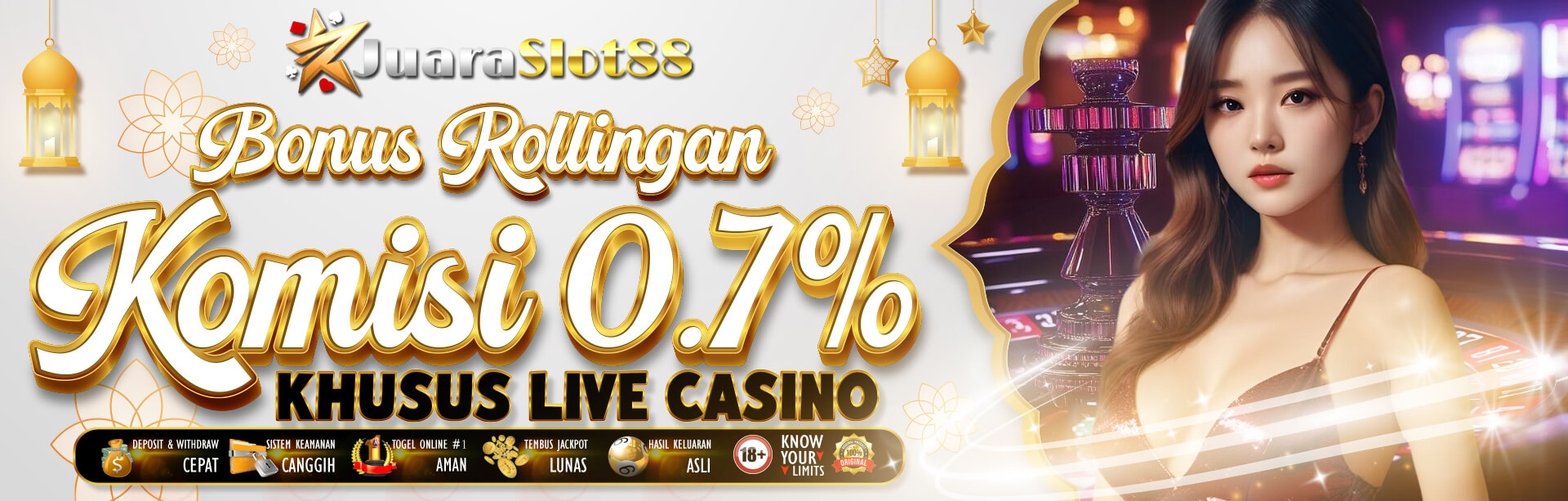 BONUS ROLLINGAN KOMISI 0.7% ( KHUSUS LIVE CASINO )